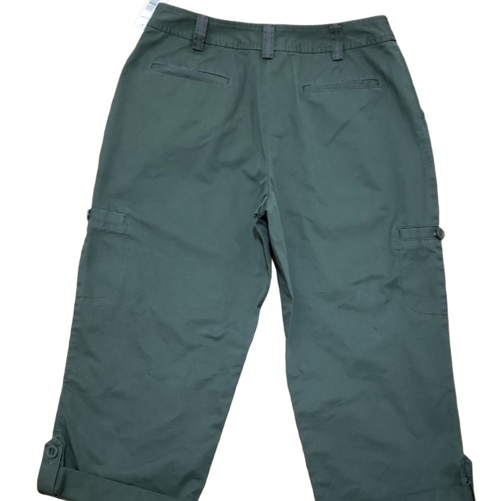 Pendleton Women 8P Camo Green Adj Button Leg Cargo Capri Pants NWT $88